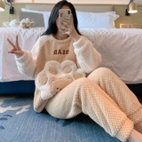 Зимняя коралловая бархатная утепленная демисезонная фланелевая пижама для школьников