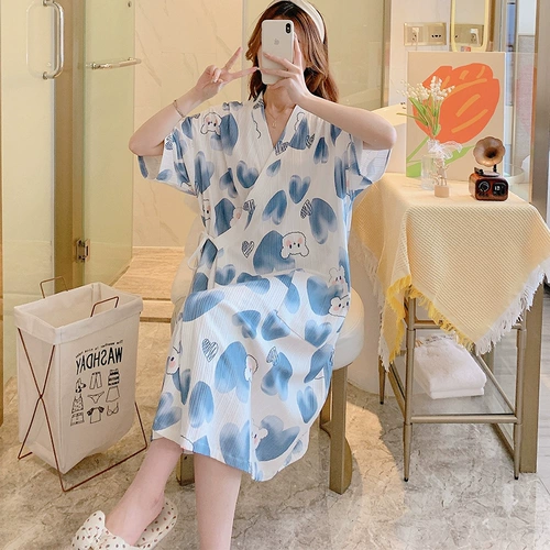 Хлопковый свежий банный халат, японская летняя пижама, короткий рукав, популярно в интернете, коллекция 2022