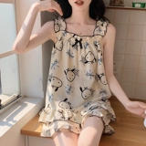 Летняя пижама, летний сексуальный комплект, бретели, топ с чашечками без рукавов, эффект подтяжки