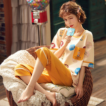 New Sleepwear 2020 New Lady Short Sleeves Seven Pants Two Sets Big Code Casual Home Dress Women Summer Extras