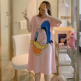 Летняя пижама, хлопковая длинная юбка, летнее мультяшное милое платье для школьников, длина макси, большой размер