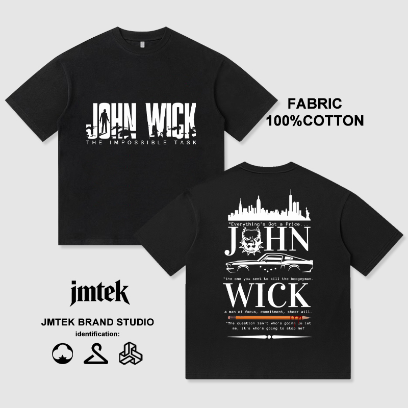John Wick Movie Merchandise Keanu Reeves Printed Short-Sleeve T-Shirt Men's Clothing