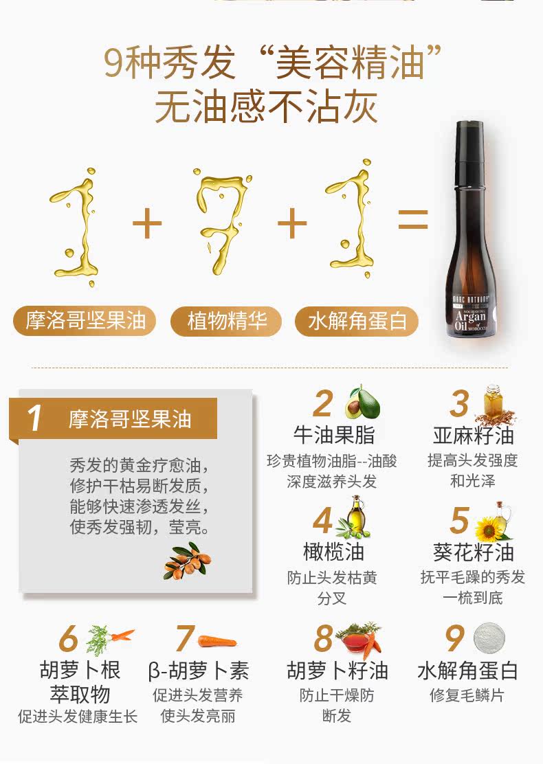 好莱坞御用美发品牌 马克·安东尼 摩洛哥护发精油 50ml 图9