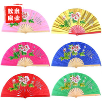 Rice Tai Chi Fan Bamboo Bone Plastic RingIng Fan Fitness Mulan Double-Sided Adult Red Martial Arts Peony Chinese Kung Fu Fan