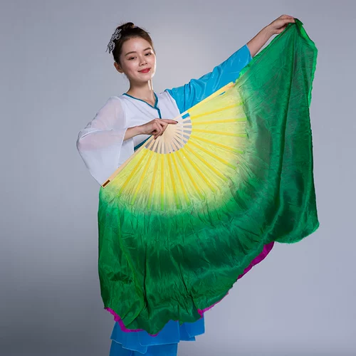 款米 Фан -фанат Hai School Simulation Silk Fifth Set Gradient Gradient Double -Shide Performance Добавлены шелковые фанаты Twisted Yangge Dance Fan