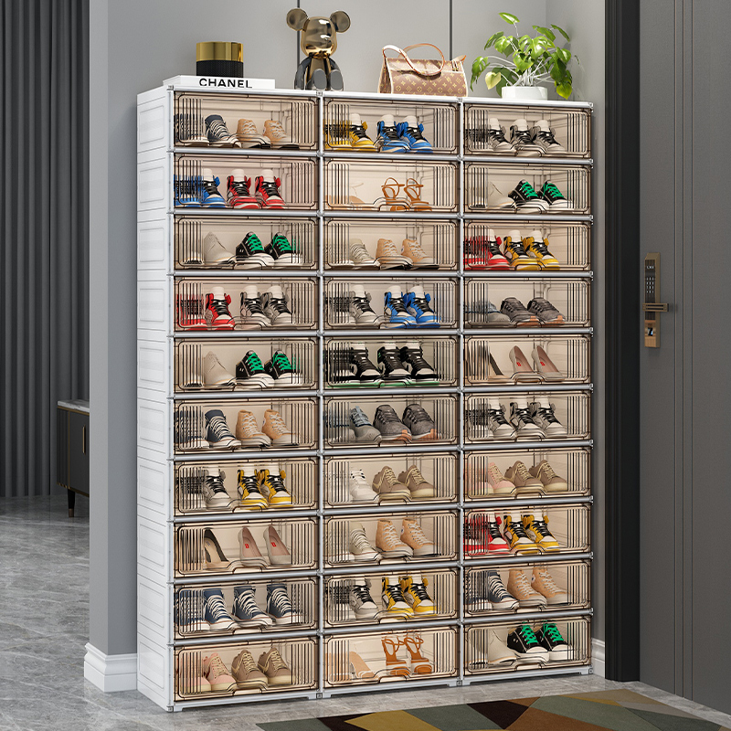 靴キャビネット新しい2025ホームドア屋内靴収納キャビネット統合壁掛け透明靴箱多層靴ラック