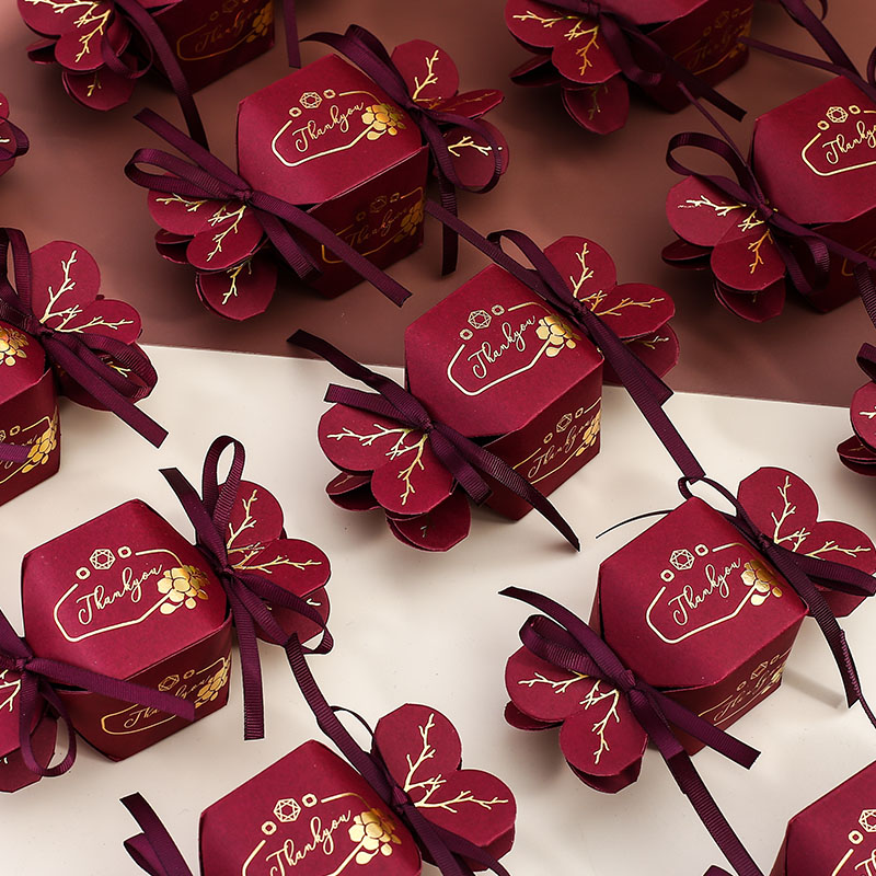 Sugar Box Wedding Happy Sugar Box 2021 New Wedding Happy Sugar Box Advanced Sensation Small Joy Candy Bag Mesh Red Festive Sugar Gift Box