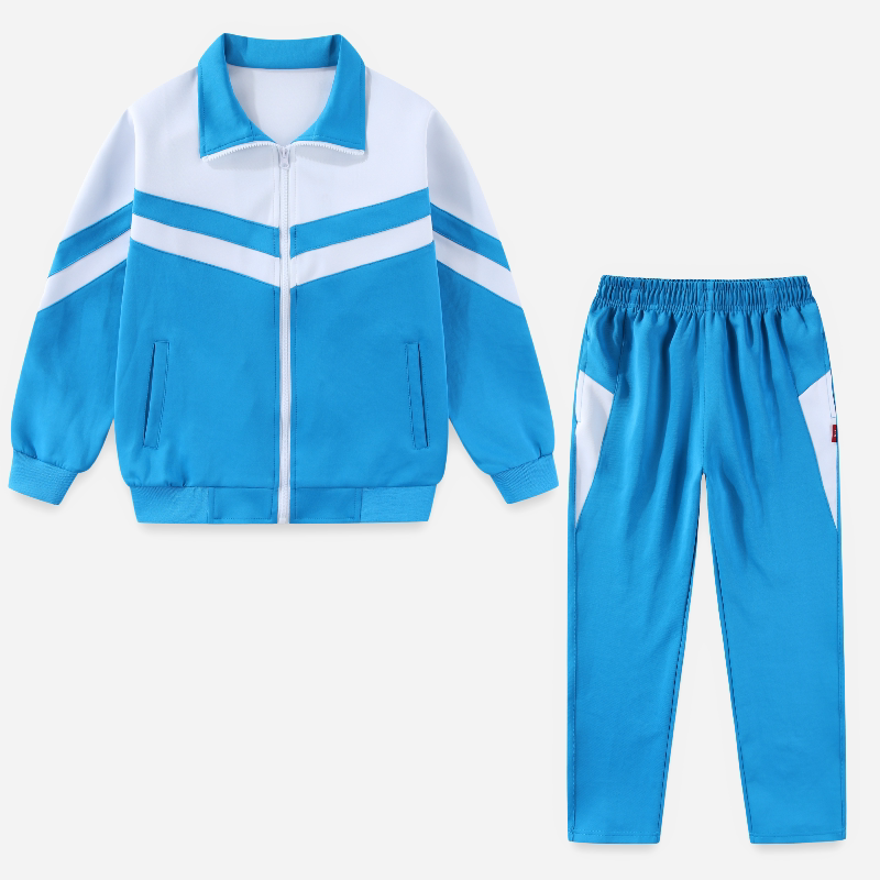 Sky Blue School Uniform Set, Blue and White Sportswear for Middle and High School Students, Spring and Autumn Light Blue Jacket, Unisex Straight-Leg School Pants