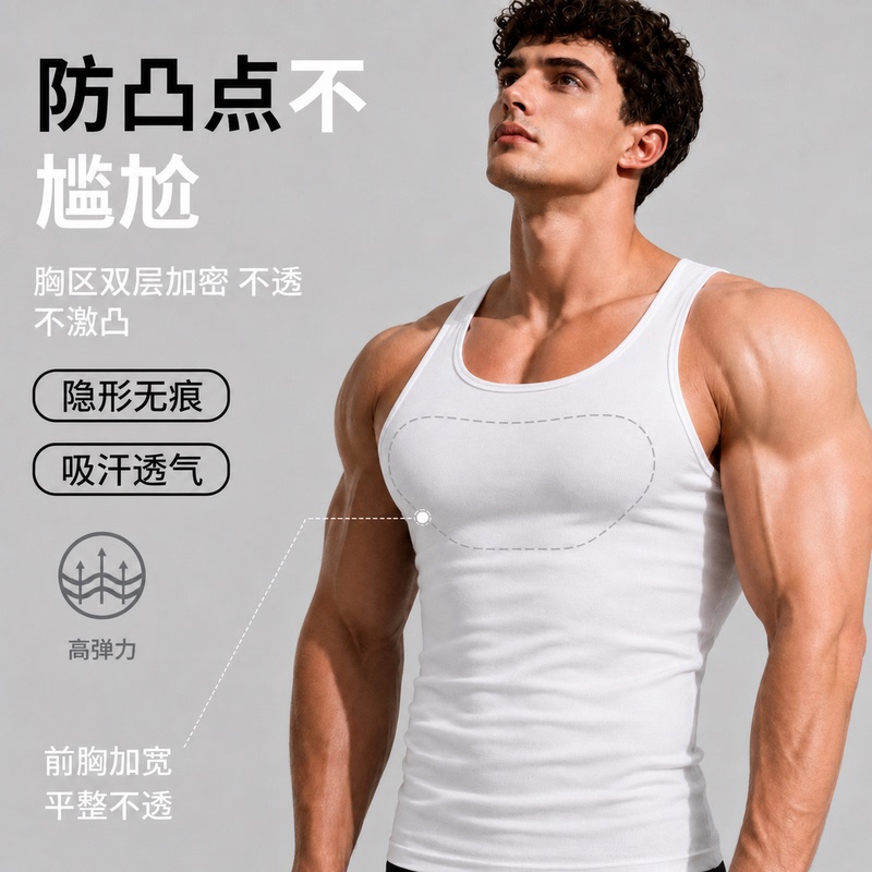 Muscle Tank Top Anti-Bulge Men's Sports Fitness Tight-Fitting Sleeveless Vest Summer Training Loose Large Size
