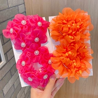 24#Rose Red Pearl Flower+Orange Lihua [2 пары]