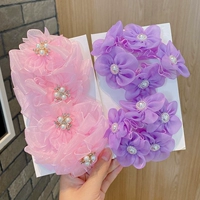 33#Розовый цветок кафетка+фиолетовый жемчужный цветок [2 пары]