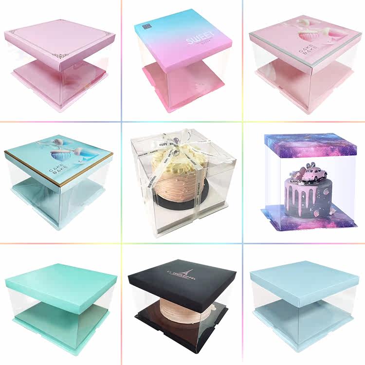 Xin Da Packaging Transparent Cake Box Square Plus High Thickened White Green Pink Blue Star Empty Generous Baking Box