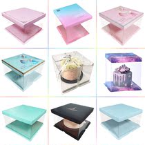 Xin Da Packaging Transparent Cake Box Square Plus High Thickened White Green Pink Blue Star Empty Generous Baking Box