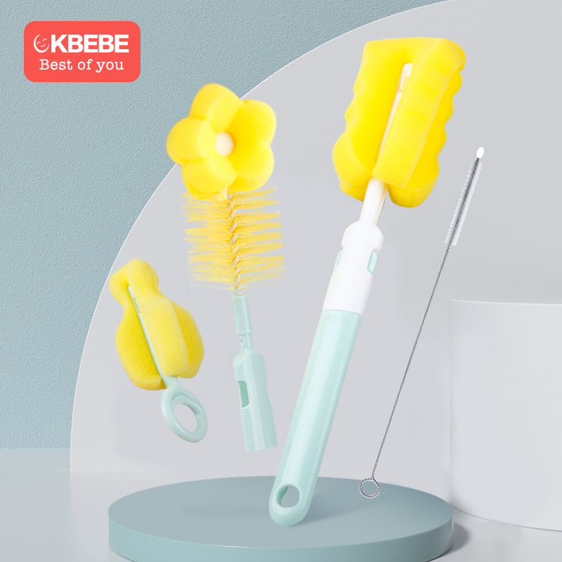 Multifunctional milk bottle cleaning suit baby bottle brushed pacifier brush 4 pieces sets children's water glass brushed straw brush brush 