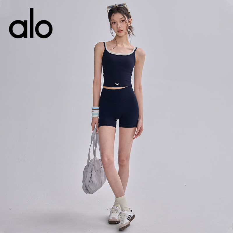 Aio Contrasting Color Yoga Set Sports Bra Outerwear Running Fitness Bra All-In-One Shockproof Vest Two-Piece Set