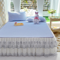 2024 new cool ice bean mat three-piece summer machine washable lace bed skirt summer mat