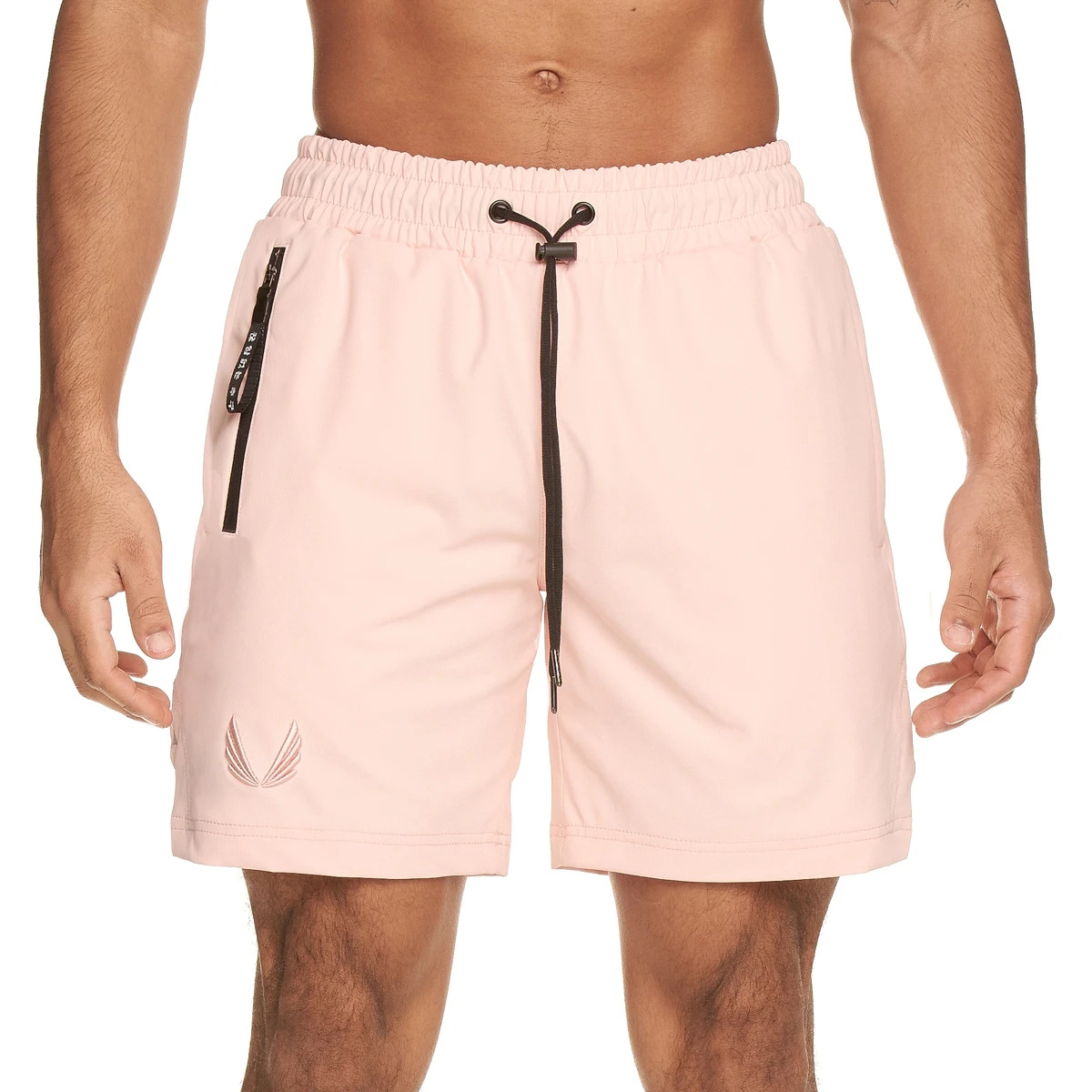 PinkBodybuilding train shorts elastic force Tight fitting Leggings male Quick drying Basketball pants motion run Beach pants Two suit