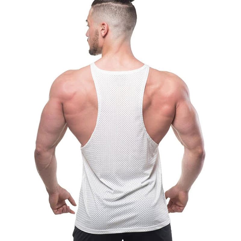 Vest thủy triều nam trở ngại thể dục mùa hè thể thao nhanh khô nhà lỏng lẻo màu đen và trắng thấm mồ hôi lưới - Lót áo ba lỗ tập gym