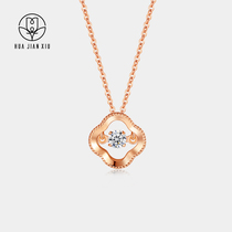 18K clover necklace Female rose gold color gold pendant Simple platinum white gold clavicle chain Light luxury necklace niche