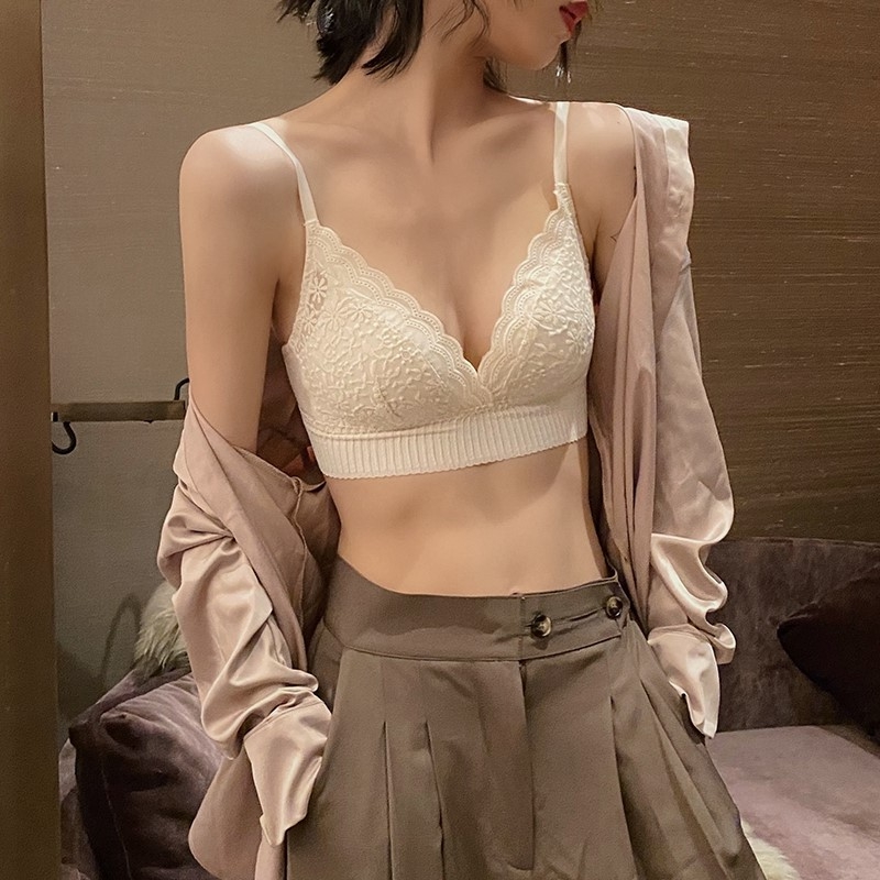 Popmilk Small Underwear Female Summer Thin breasts with small breasts to woo flat breasts pure desire method bra hood suit Shenzhen Dongguan