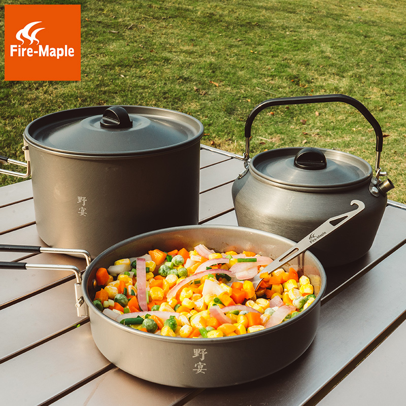 Fire Maple Outdoor Cover Pan Wild Banquet Series Picnic Goods Bubble Noodle Pan Teapot Camping Small Cooking Pan Frying Pan Travel Cover Group