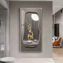 Modern brief Xuan Xuan Decorative Painting Vertical Version Light Lavish Elk Mural Living Room Veranda Aisle Vertical Version Hung Painting Crystal Porcelain Painting