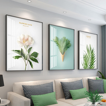 Modern minimalist living room sofa background wall decorative painting restaurant creative light luxury triple hanging painting no hole murals