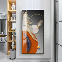 Modern simple aisle mural porch decorative painting vertical plate entry corridor hanging painting light luxury feather background wall painting