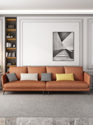 Italian Style Light Lavish Tech BuNordic Style Small Family Style Minimalist Straight Row Four-Three Single Position Free-To-Wash Fabric Sofa