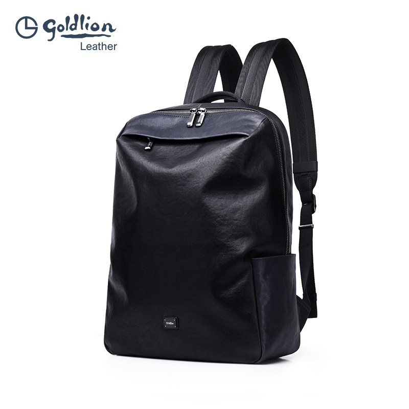 Goldlion leather backpack men's business travel large-capacity computer backpack 2022 new fashion schoolbag