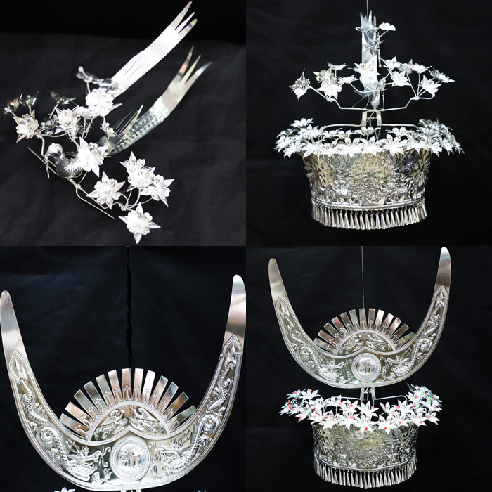 Miao Silver Hat Head Decoration Stage Performance Dress Bride Dowry Kit Guizhou Guangxi Hunan Superfairy Personality Temperament