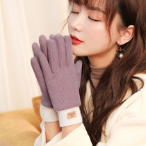 Rosei Tangk Knit Gloves Winter Women Touch Screen Plus Suede Moisturizing Warm Bouric Glass Riding Gloves