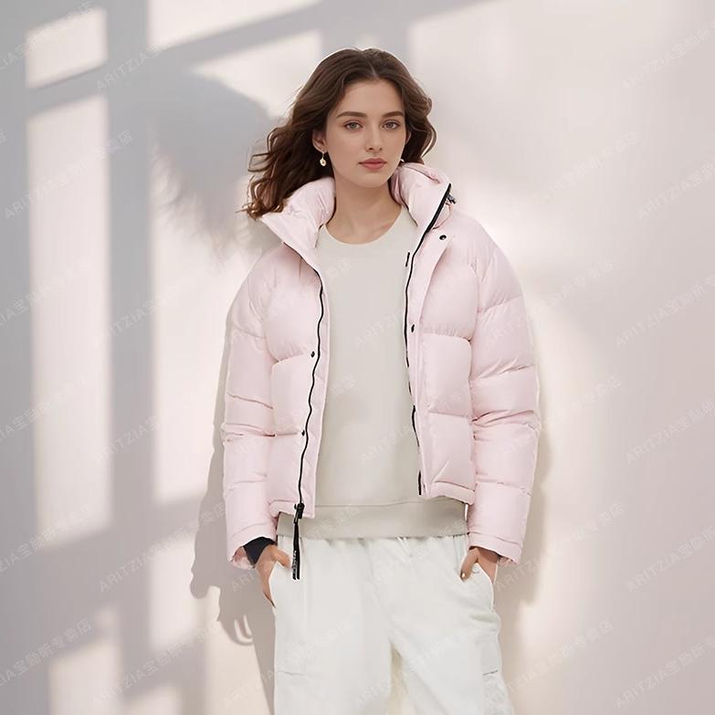Aritzia Fashion Short down Jacket Tna Super Puff Pink Canadian Puff 4-Grid Goose down