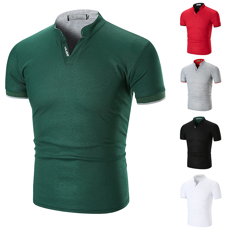 Men's Solid Color Casual V Neck Short Sleeve Regular Fit Men's Tops display picture 1