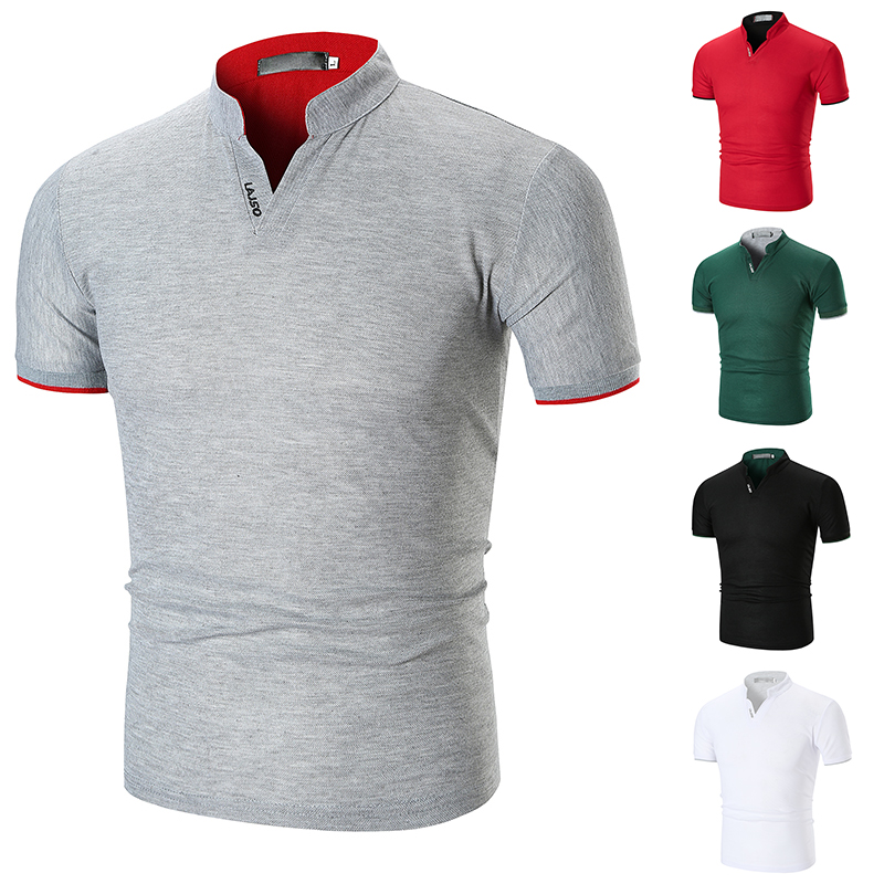 Men's Solid Color Casual V Neck Short Sleeve Regular Fit Men's Tops display picture 3