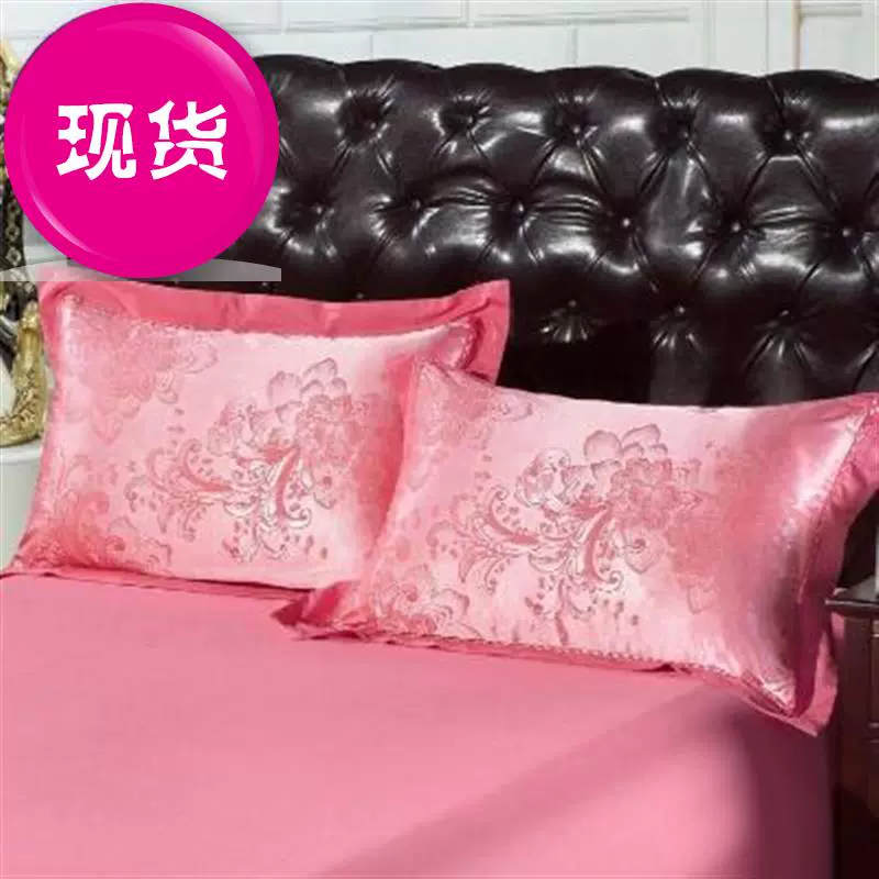 Một cặp vỏ gối satin jacquard lụa-xỉa phong cách châu Âu, một cặp gối lớn ren đỏ mùa hè cotton mát mẻ, túi cưới đơn. - Gối trường hợp