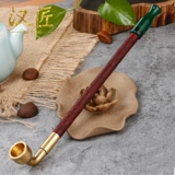 汉匠 Мужская старомодная медная резная ретро курительная трубка ручной работы из сандалового дерева