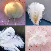Belt Light Cloud Flower Loving Feather Cake Decoration Pendulum Piece Romantic meritocracy New Years Eve Pearl Ostrich Fur Plugin