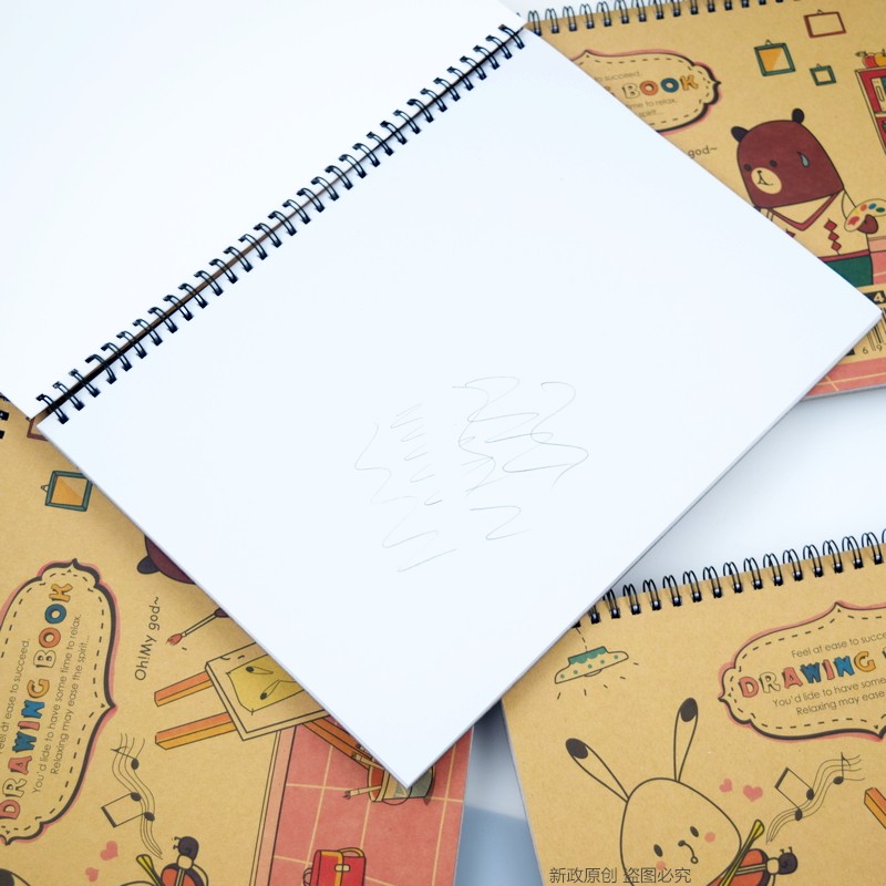 [USD 6.56] Drawing Book A3 Coil Drawing Book Cartoon Drawing Book Thick