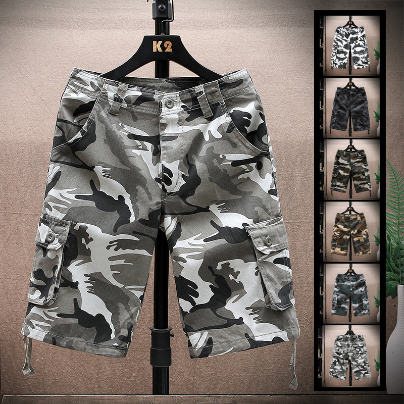 Camouflage Work Shorts Men's Summer New Trendy Brand Loose Seven-Point Outerwear Men's Five-Point Mid-Length Casual Sports Pants