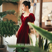 Full Tingfang (Elena) toast bride 2021 New Thank you banquet red engagement evening dress dress