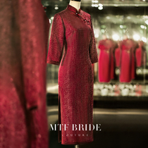 Manchen Fang (year old) mother dress cheongsam 2021 new autumn wedding red happy mother-in-law wedding dress dress