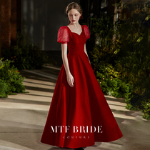 Man Tingfang (kiss) toast bride 2021 new autumn and winter red engagement small evening dress female