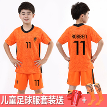 2021 childrens football suit suit Dutch team jersey male and female primary school students sportswear training competition uniform customization