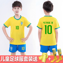 Brazil jersey Childrens football suit suit for male primary school students training suit No 10 Neymar jersey Womens team uniform customization