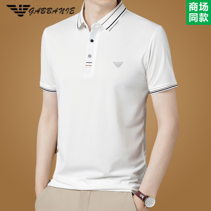 2026 New Gabbanie Men's Short-Sleeved T-Shirt Mulberry Silk Summer Lapel Casual Classy Business Polo Shirt