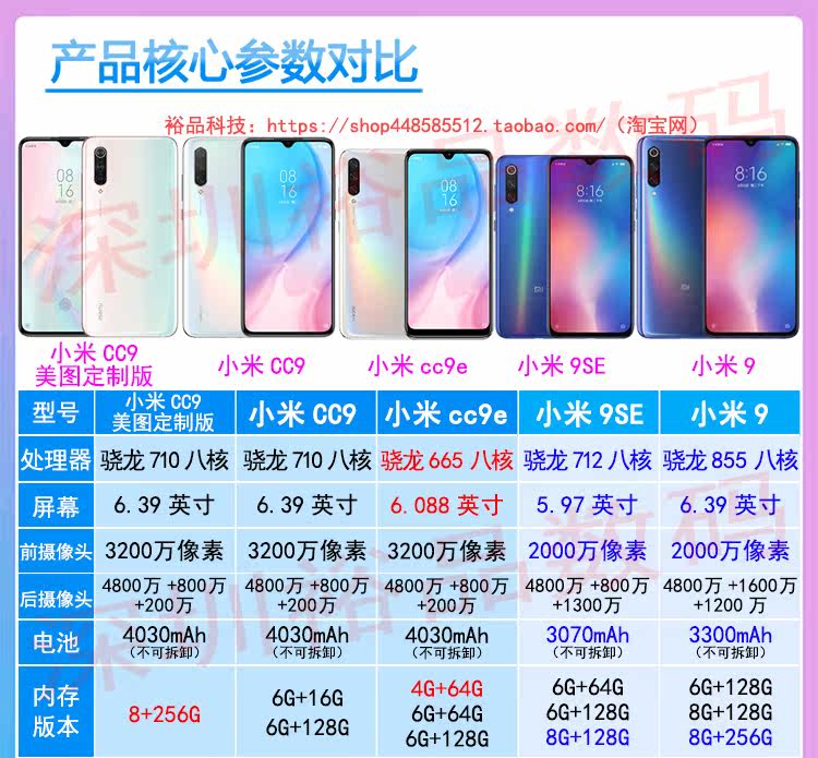 Бывшие в употреблении мобильные телефоны 二手xiaomi/小米cc9e 屏幕指纹4800万三摄小米9se cc9美图定制版