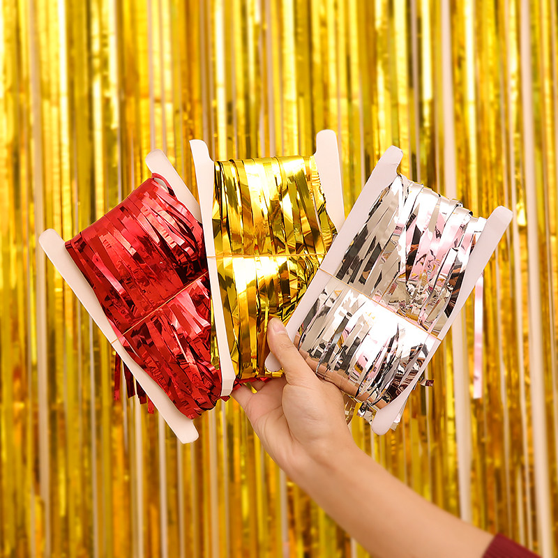 Children's birthday Adult party background wall decoration Rain silk curtain Wedding supplies Bar event decoration Color strip tassels