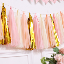 Paper tassel flower ribbon decoration wedding room wedding baby birthday party layout festival kindergarten school dress