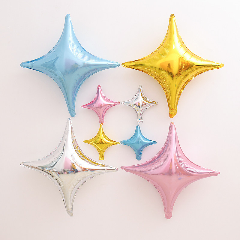18 inch large four-pointed star aluminum foil balloon Birthday wedding party decoration Background wall arrangement Aluminum membrane balloon